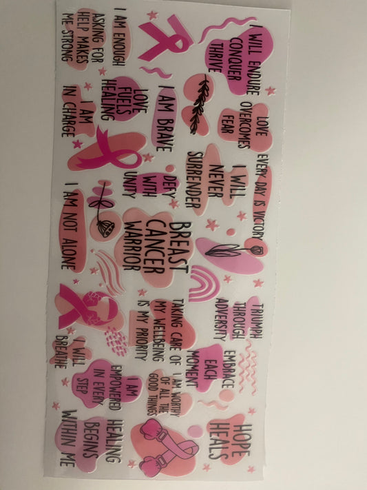 #92 16oz UVDTF Breast Cancer Worrior