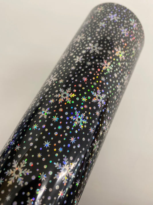HTV Holographic Christmas Snow Flake - Black XMAS003