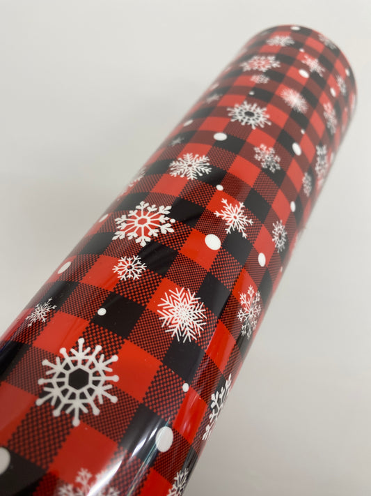 HTV Plaid Christmas Snow Flake - Red XMAS005